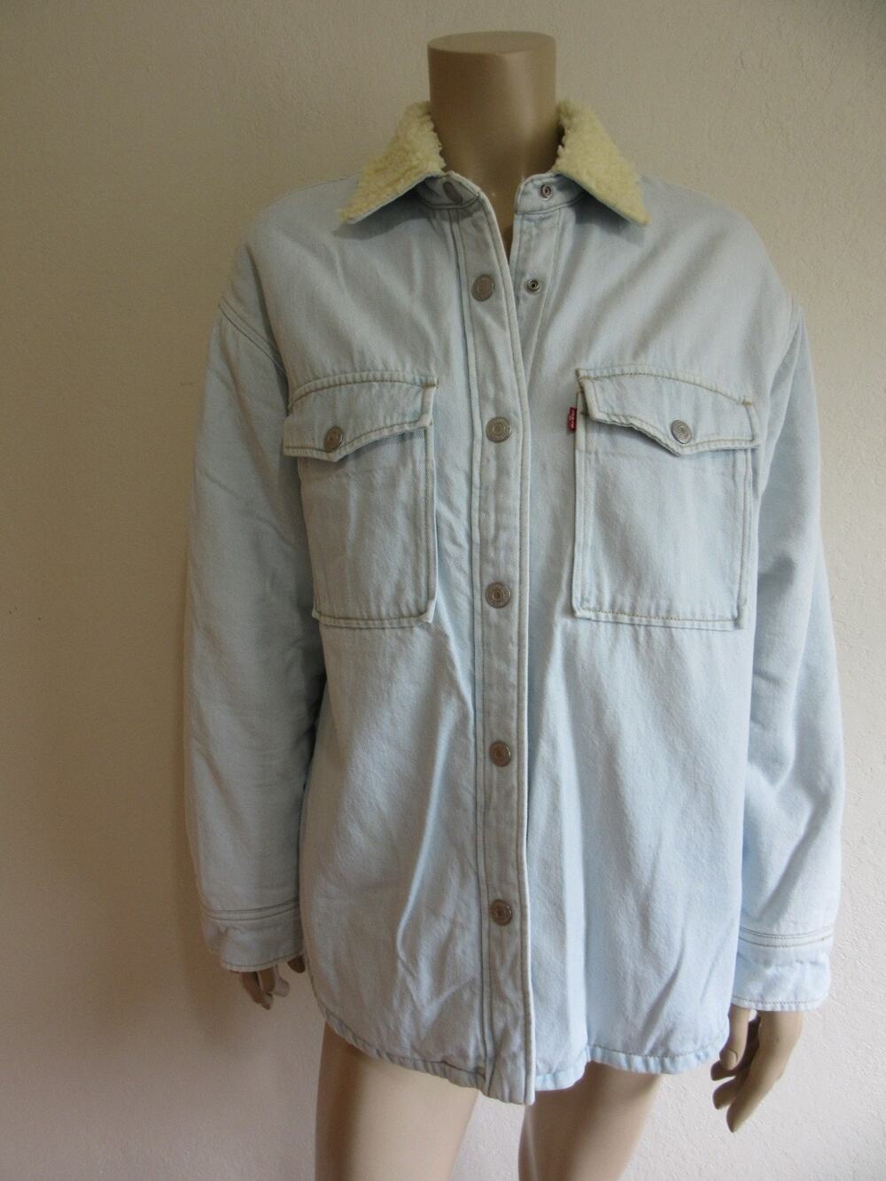 Levi's Women's Light Blue Sherpa Lined M Long Sleeve Denim Jacket-CA